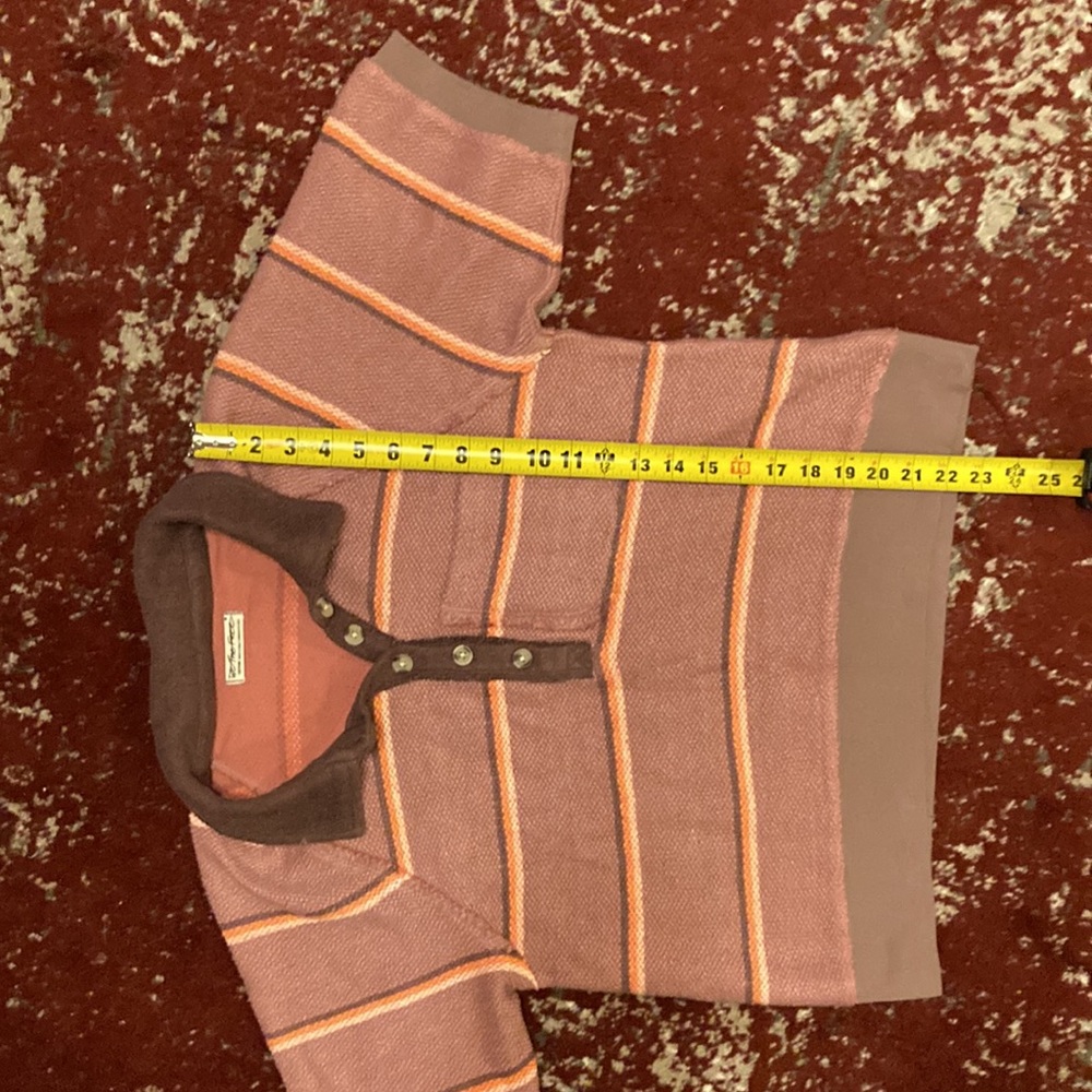 Free People Rose Brown Striped Knit Polo Top - Picture 9 of 11